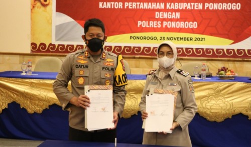 Penandatangan Perjanjian Kerjasama Polres Ponorogo Dengan Kantor BPN Ponorogo